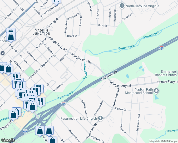 map of restaurants, bars, coffee shops, grocery stores, and more near 130 Floral Avenue in Salisbury
