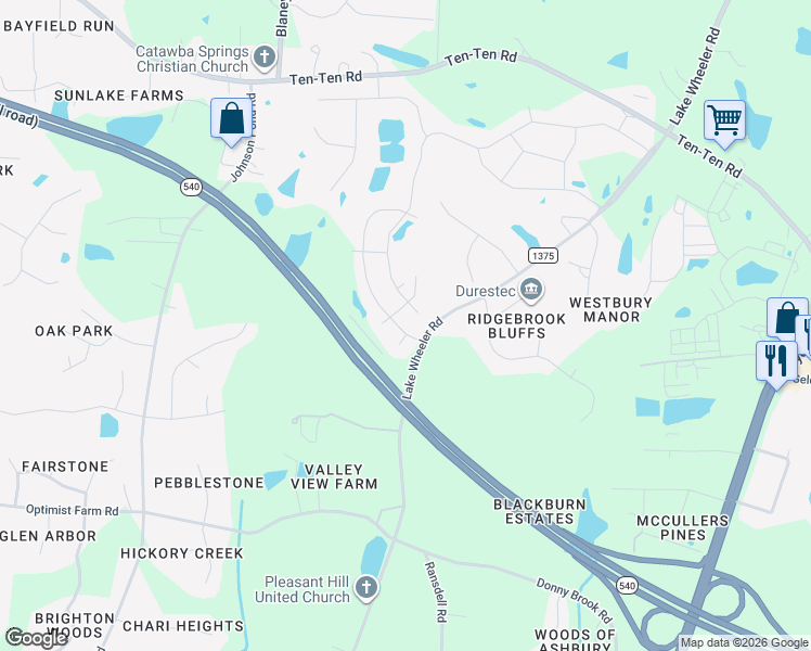 map of restaurants, bars, coffee shops, grocery stores, and more near 8600 Lake Wheeler Road in Raleigh
