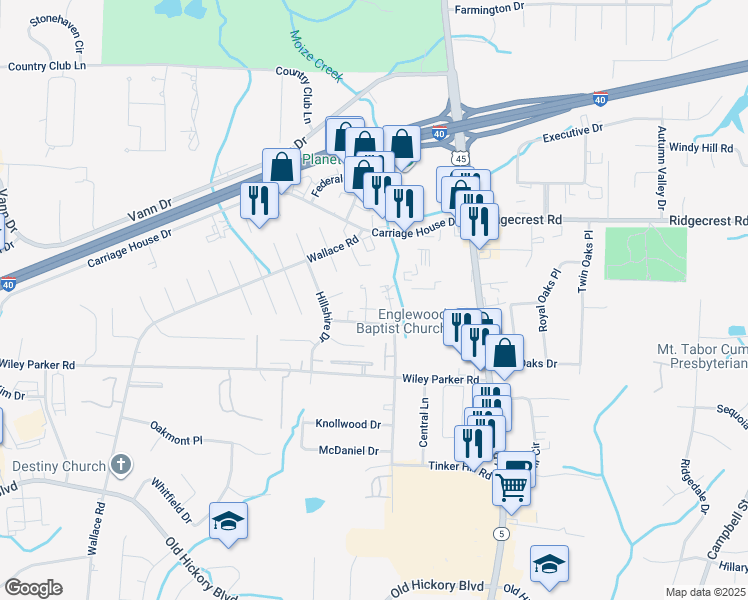 map of restaurants, bars, coffee shops, grocery stores, and more near 53 Brianfield Drive in Jackson