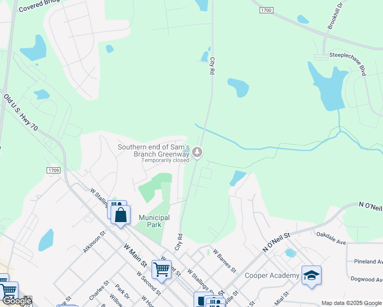 map of restaurants, bars, coffee shops, grocery stores, and more near 33 Piedmont Place in Clayton