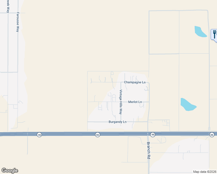 map of restaurants, bars, coffee shops, grocery stores, and more near 6150 Champagne Lane in Paso Robles