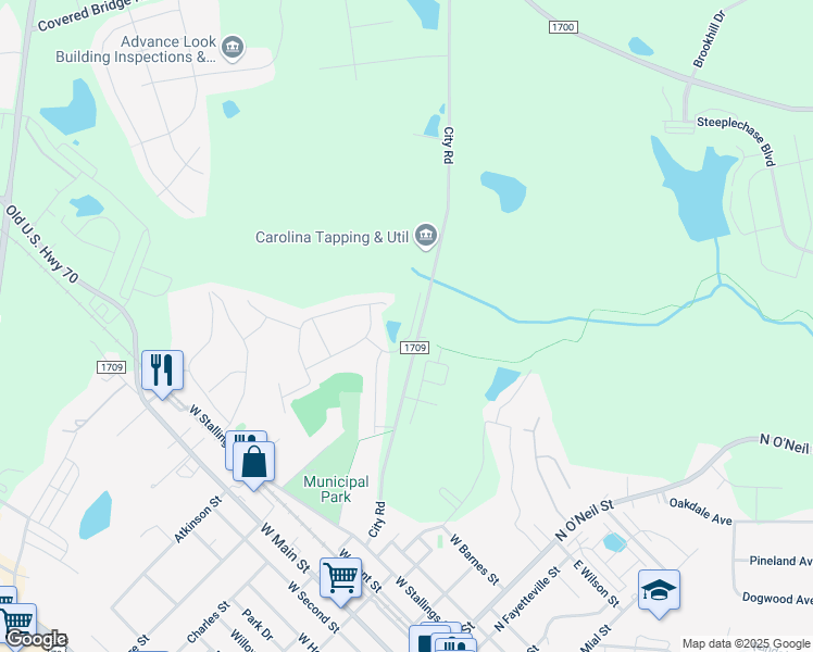 map of restaurants, bars, coffee shops, grocery stores, and more near 45 Piedmont Place in Clayton