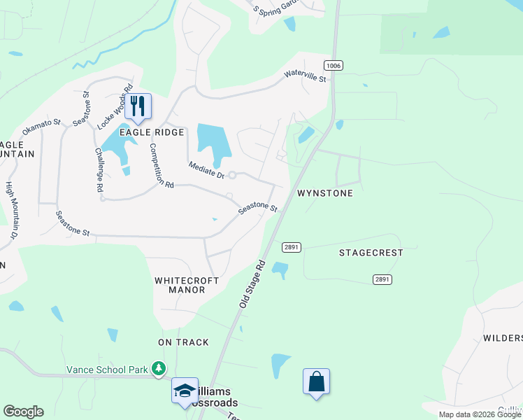 map of restaurants, bars, coffee shops, grocery stores, and more near 214 Seastone Street in Raleigh