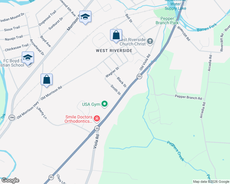 map of restaurants, bars, coffee shops, grocery stores, and more near 217 Smith Street in McMinnville