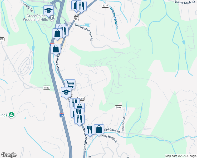 map of restaurants, bars, coffee shops, grocery stores, and more near 224 Old Home Road in Asheville