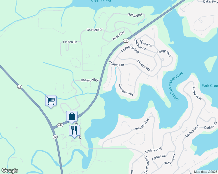 map of restaurants, bars, coffee shops, grocery stores, and more near 126 Bokoshe Circle in Loudon