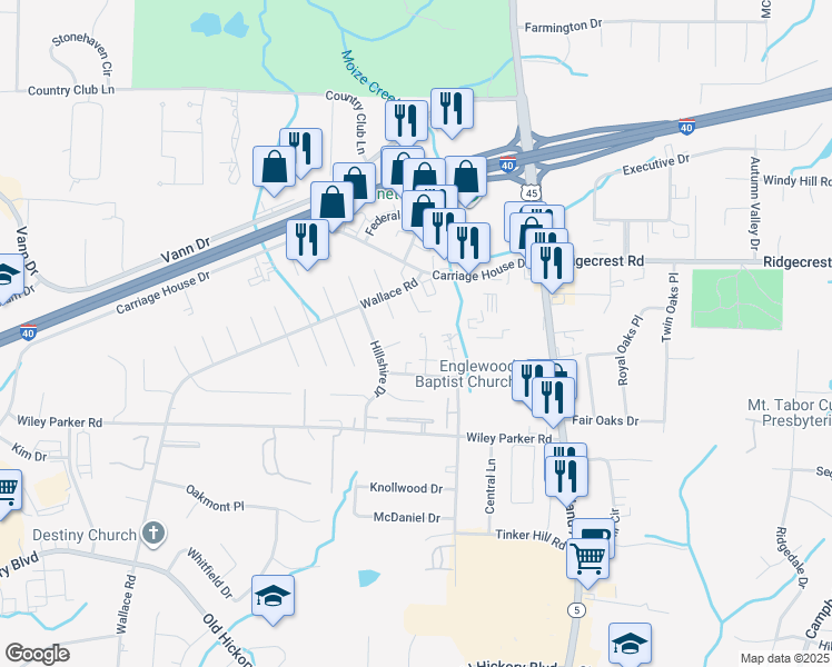 map of restaurants, bars, coffee shops, grocery stores, and more near 26 Foxboro Cove in Jackson