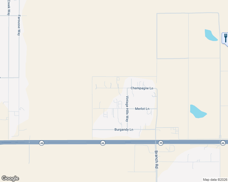 map of restaurants, bars, coffee shops, grocery stores, and more near 6150 Champagne Lane in Paso Robles
