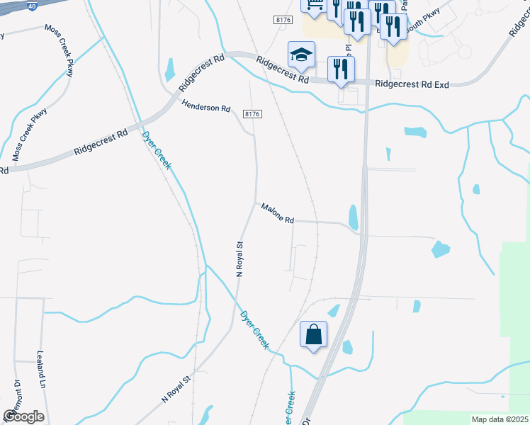 map of restaurants, bars, coffee shops, grocery stores, and more near 2224 North Royal Street in Jackson