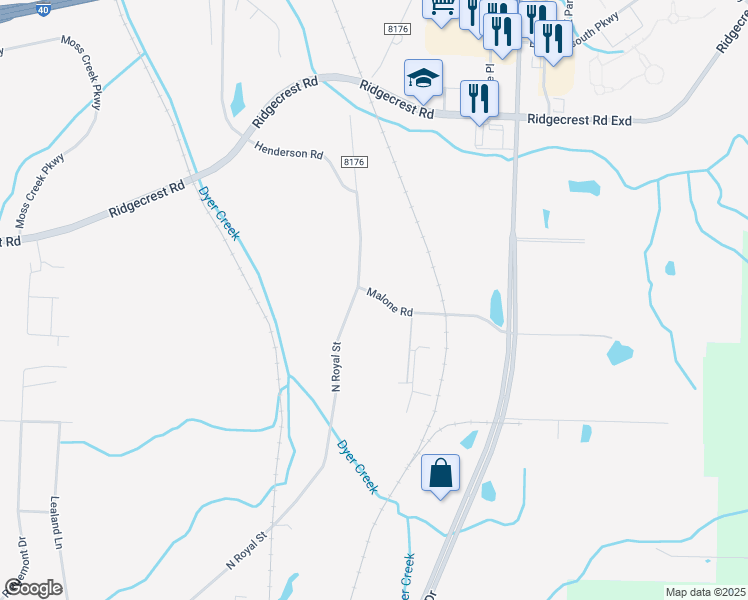 map of restaurants, bars, coffee shops, grocery stores, and more near 2224 North Royal Street in Jackson