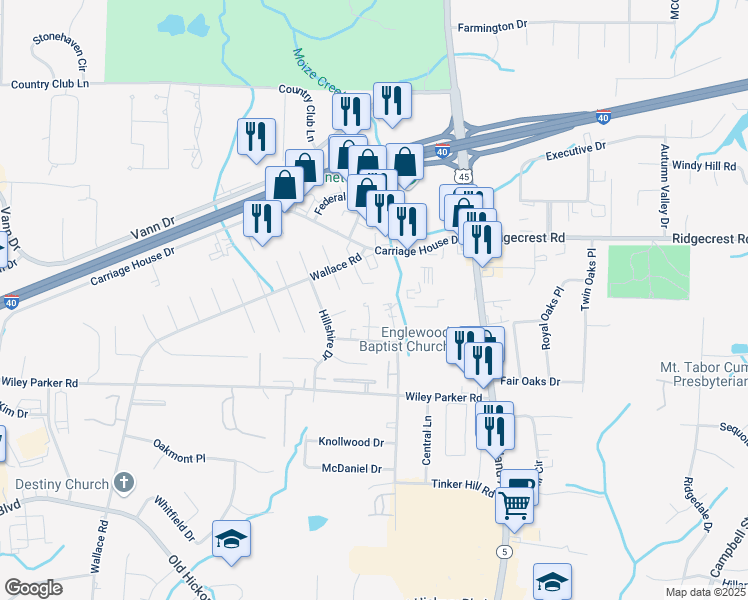 map of restaurants, bars, coffee shops, grocery stores, and more near 296 Tinker Hill Cove in Jackson
