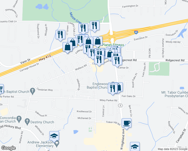 map of restaurants, bars, coffee shops, grocery stores, and more near 296 Tinker Hill Cove in Jackson