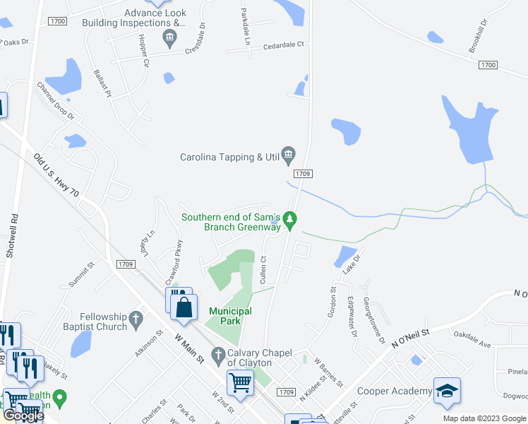 map of restaurants, bars, coffee shops, grocery stores, and more near 220 Balboa Parkway in Clayton