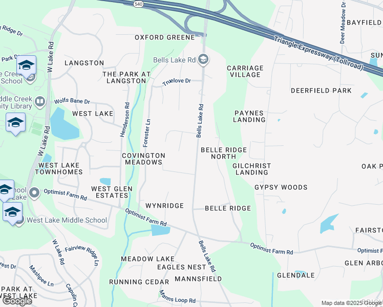map of restaurants, bars, coffee shops, grocery stores, and more near 8312 Bells Lake Road in Apex