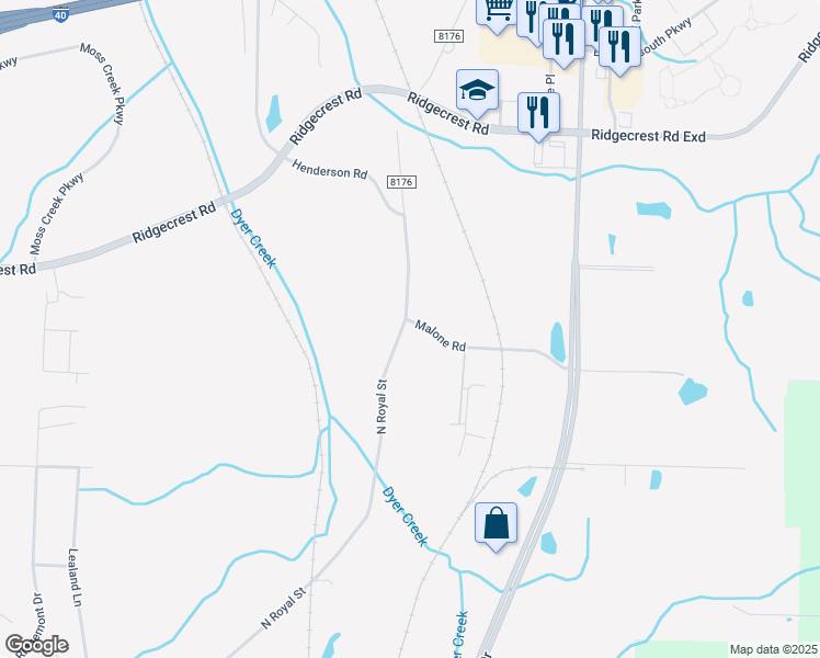 map of restaurants, bars, coffee shops, grocery stores, and more near 2224 North Royal Street in Jackson