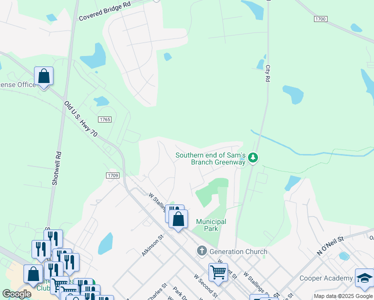 map of restaurants, bars, coffee shops, grocery stores, and more near 78 Forsyth Parkway in Clayton