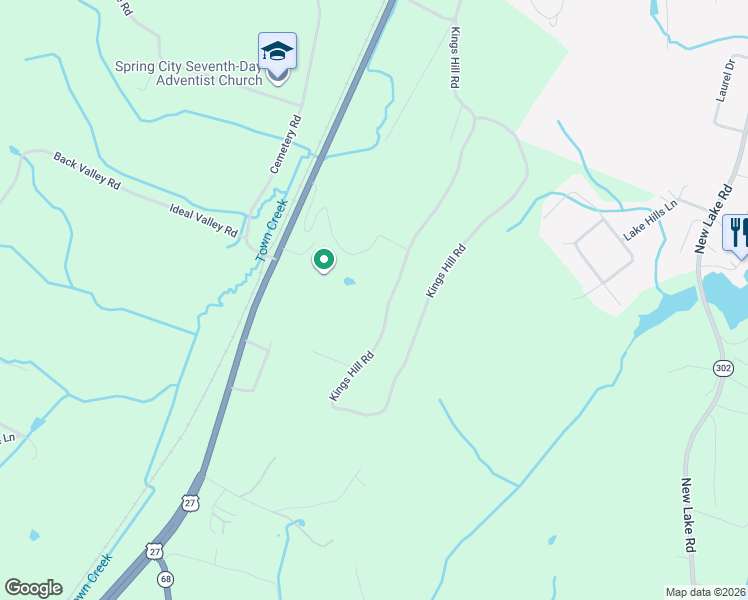 map of restaurants, bars, coffee shops, grocery stores, and more near 856 Kings Hill Rd in Spring City