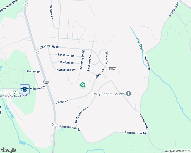 map of restaurants, bars, coffee shops, grocery stores, and more near 1159 Village Circle in Hickory