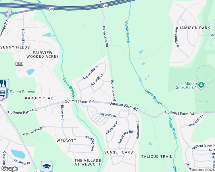 map of restaurants, bars, coffee shops, grocery stores, and more near 212 Cross Oaks Place in Holly Springs