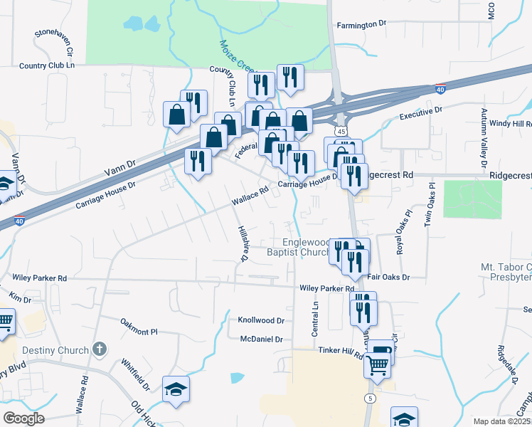 map of restaurants, bars, coffee shops, grocery stores, and more near 26 Foxboro Cove in Jackson