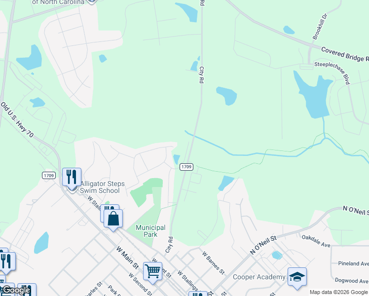 map of restaurants, bars, coffee shops, grocery stores, and more near 99 Piedmont Place in Clayton