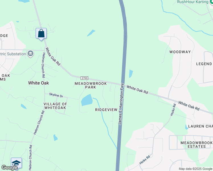 map of restaurants, bars, coffee shops, grocery stores, and more near 4101 Battle Field Drive in Garner