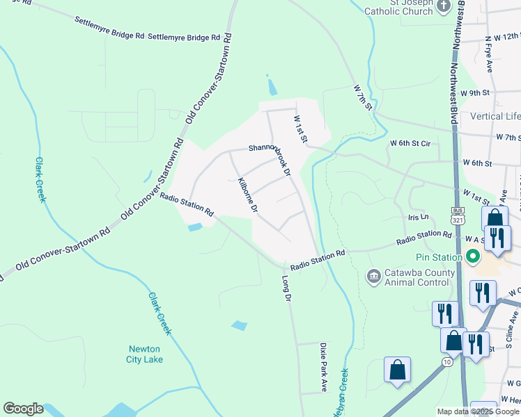 map of restaurants, bars, coffee shops, grocery stores, and more near 219 Kilborne Drive in Newton