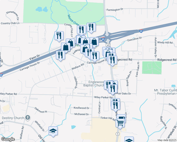 map of restaurants, bars, coffee shops, grocery stores, and more near 296 Tinker Hill Cove in Jackson