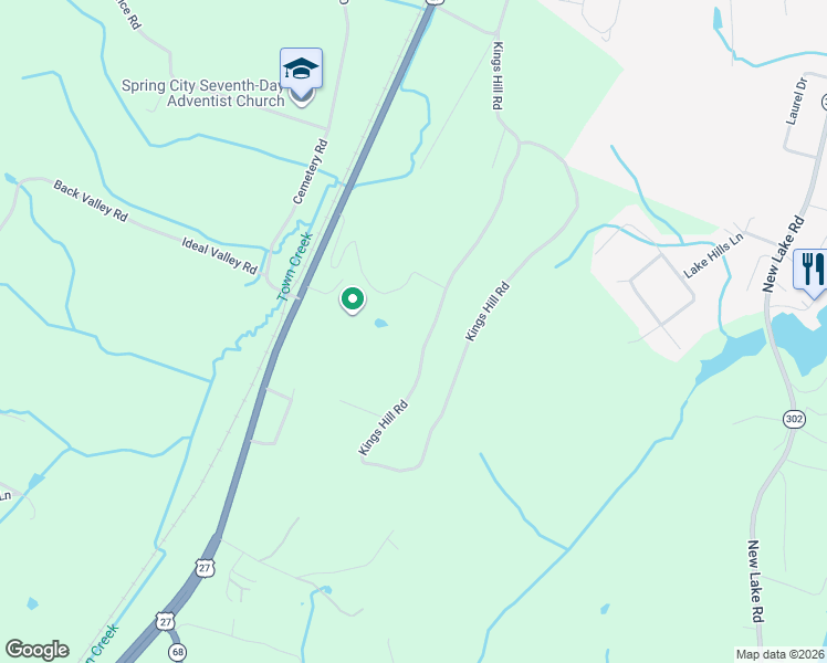 map of restaurants, bars, coffee shops, grocery stores, and more near 856 Kings Hill Road in Spring City