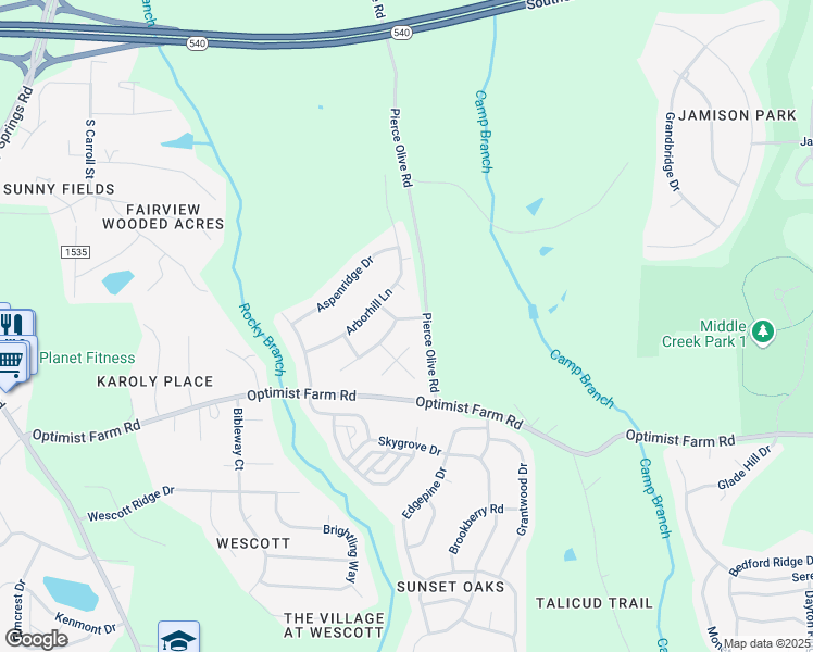 map of restaurants, bars, coffee shops, grocery stores, and more near 216 Cross Oaks Place in Holly Springs
