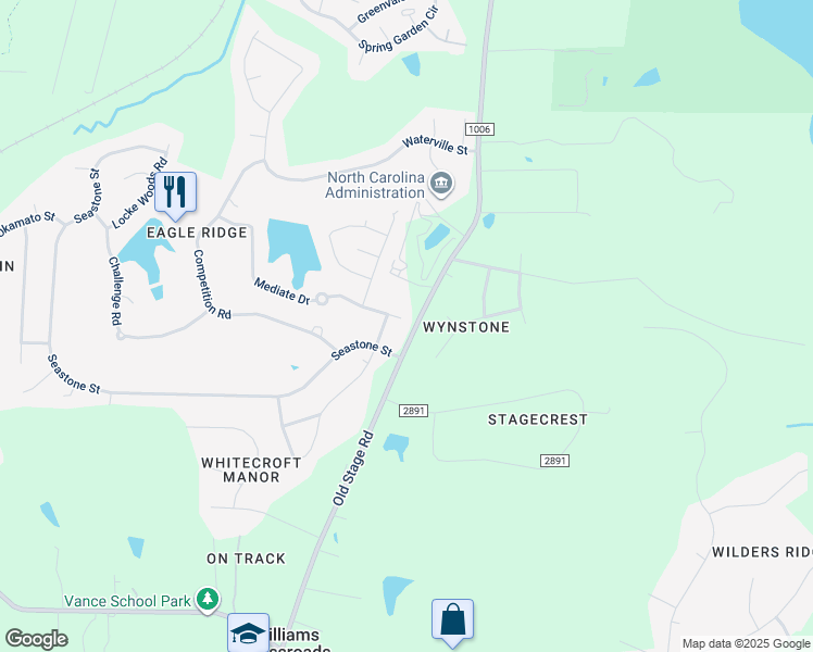 map of restaurants, bars, coffee shops, grocery stores, and more near 276 Mediate Drive in Raleigh