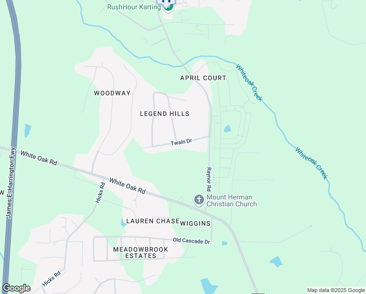 map of restaurants, bars, coffee shops, grocery stores, and more near 111 Twain Drive in Garner