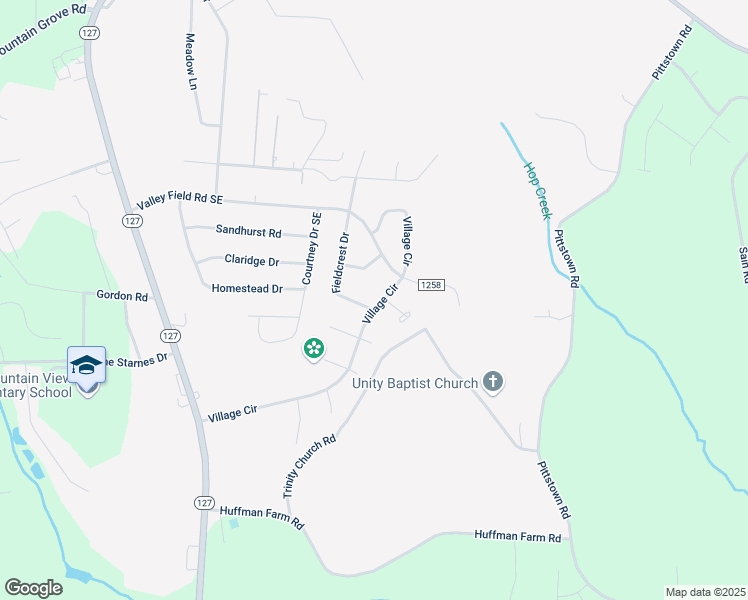map of restaurants, bars, coffee shops, grocery stores, and more near 1159 Village Circle in Hickory