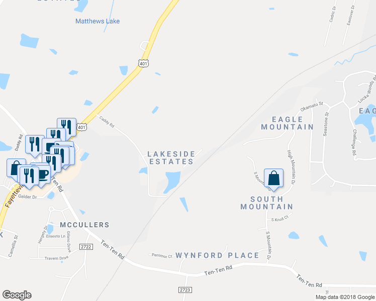 map of restaurants, bars, coffee shops, grocery stores, and more near 3004 Fields Drive in Raleigh