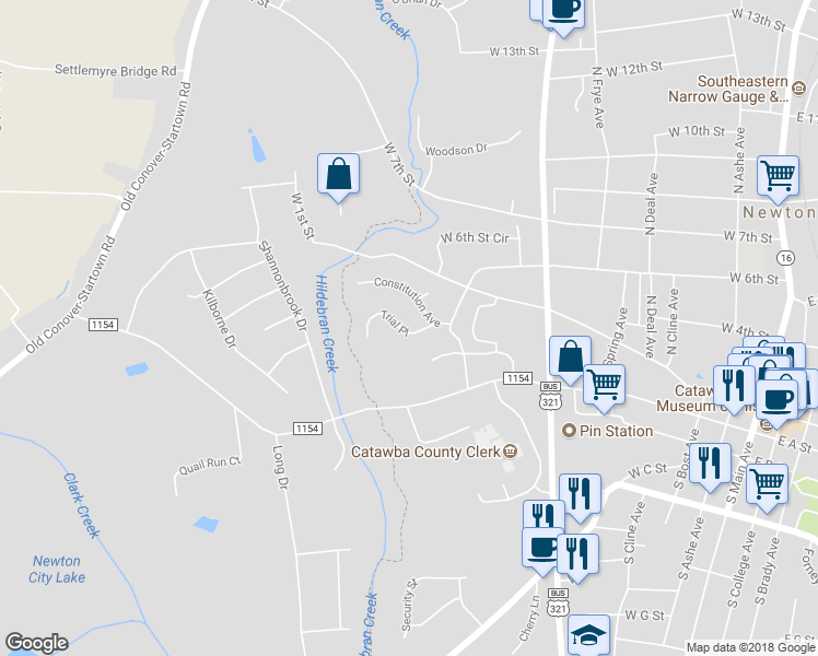 map of restaurants, bars, coffee shops, grocery stores, and more near 894 Trial Place in Newton