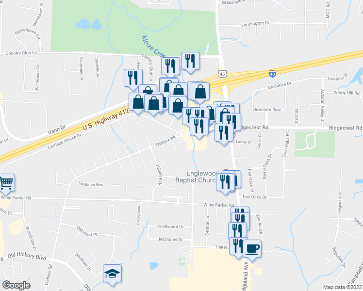 map of restaurants, bars, coffee shops, grocery stores, and more near 296 Tinker Hill Cove in Jackson