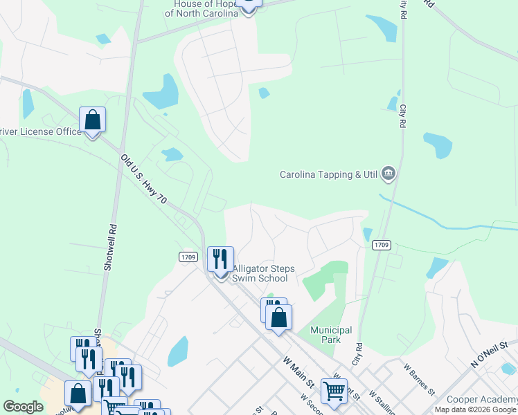 map of restaurants, bars, coffee shops, grocery stores, and more near 422 Crawford Parkway in Clayton