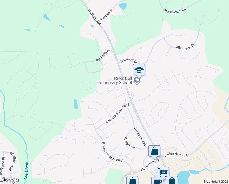 map of restaurants, bars, coffee shops, grocery stores, and more near Thornbury Street in Clayton