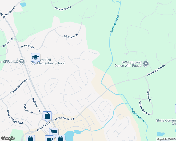 map of restaurants, bars, coffee shops, grocery stores, and more near 452 North Great White Way in Clayton