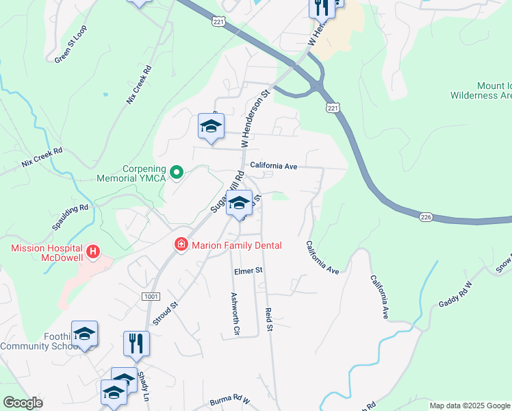 map of restaurants, bars, coffee shops, grocery stores, and more near 44 Carrie Street in Marion