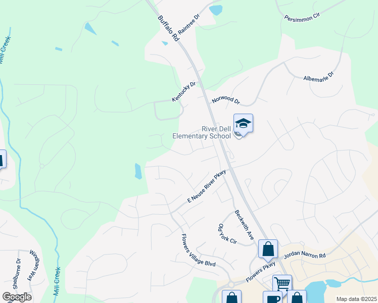 map of restaurants, bars, coffee shops, grocery stores, and more near 80 Chinaberry Drive in Clayton