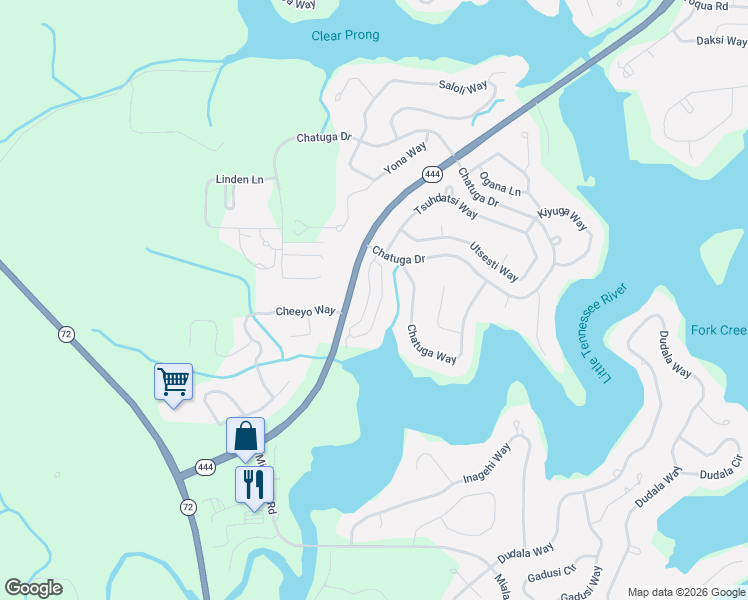map of restaurants, bars, coffee shops, grocery stores, and more near 106 Bokoshe Circle in Loudon