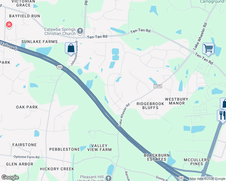 map of restaurants, bars, coffee shops, grocery stores, and more near 4208 Cross Timber Lane in Apex