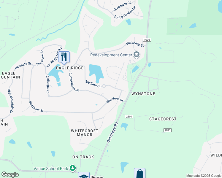 map of restaurants, bars, coffee shops, grocery stores, and more near 234 Mediate Drive in Raleigh
