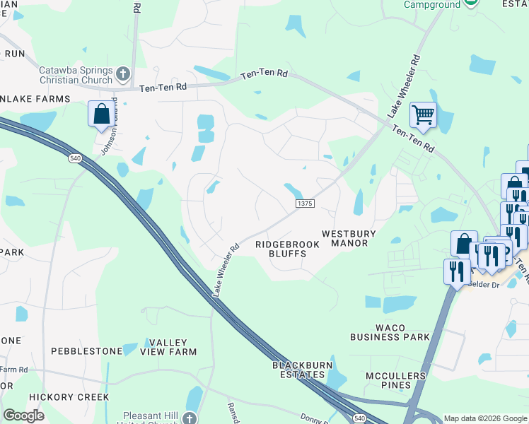 map of restaurants, bars, coffee shops, grocery stores, and more near 3905 Yateswood Court in Raleigh