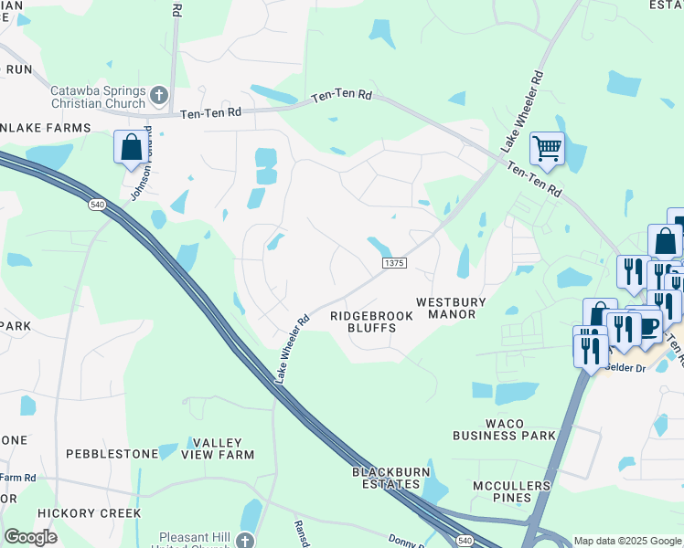 map of restaurants, bars, coffee shops, grocery stores, and more near 3905 Yateswood Court in Raleigh