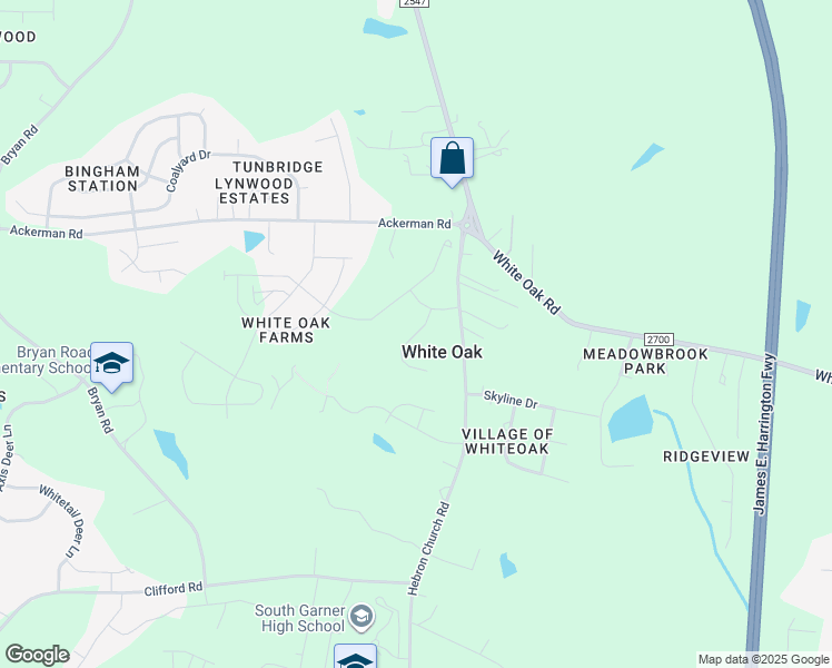 map of restaurants, bars, coffee shops, grocery stores, and more near Velvet Ridge Way in Garner