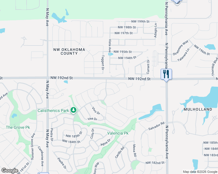 map of restaurants, bars, coffee shops, grocery stores, and more near 19225 Blanco Drive in Edmond