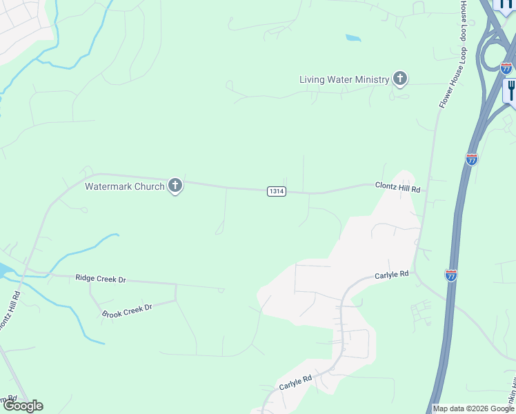 map of restaurants, bars, coffee shops, grocery stores, and more near 245 Clontz Hill Road in Troutman