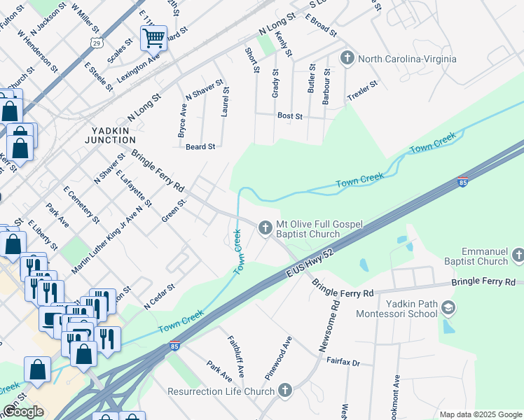 map of restaurants, bars, coffee shops, grocery stores, and more near 1220 Bringle Ferry Road in Salisbury